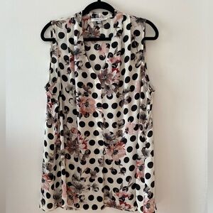 Floral Polka Dot Sleeveless Top - Size: 1x